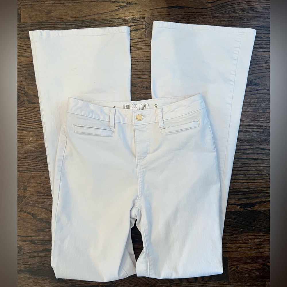 White flare jeans